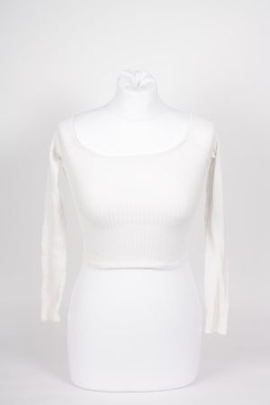 BERSHKA Croptop weiss XS