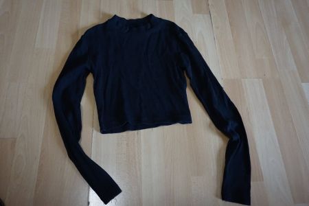 Schwarzes Langarm Crop Top Gr.S von EVEN&ODD