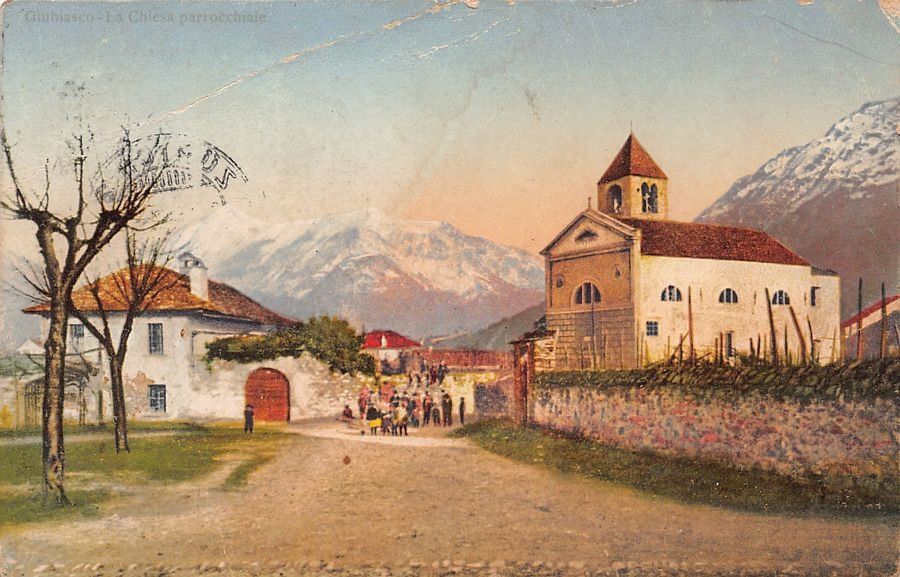 Ansichtskarten: Giubiasco, la Chiesa parrochiale, circolata verso 1910-15 – Gebraucht aus Frauenfeld von POML