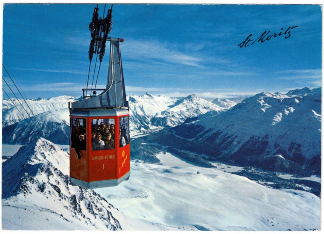 Cartoline postali: St. Moritz - Luftseilbahn Corviglia--Piz Nair – Usato da Binningen venduto da Mountainrider