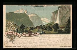 Litho Lauterbrunnen, Ort, Staubbach und 