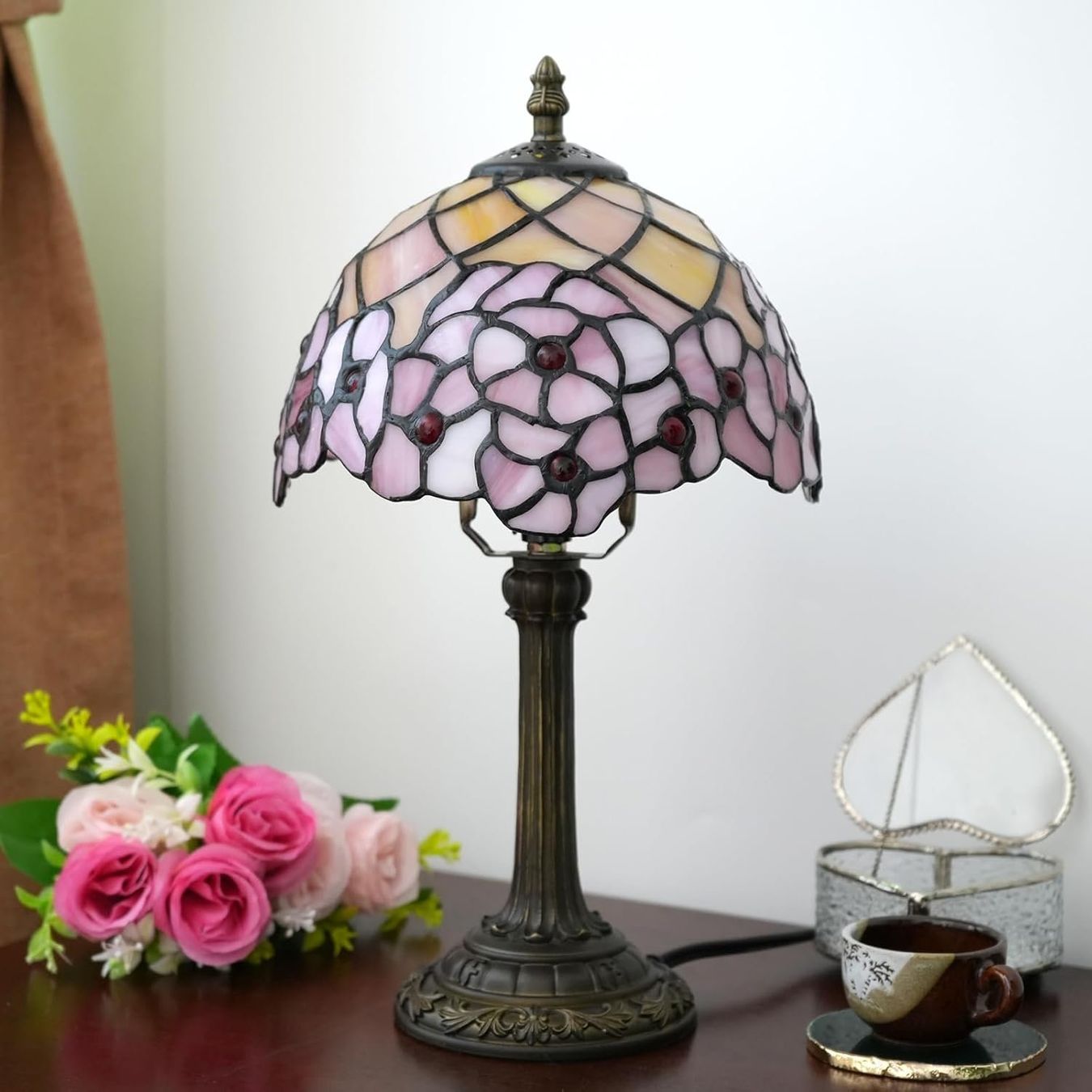 Lampade: Tiffany Tischlampe Kirschblüten Buntglas E27 – Nuovo e nell'imballaggio originale da Hundwil venduto da pak_7zvn 5