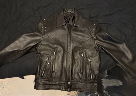 Motorrad Lederjacke mit Nieten Grösse L