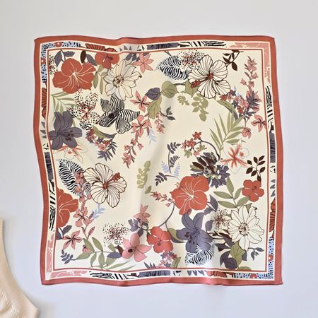 New 53cm Silk Scarf, Gumamela Floral 100% Silk Scarf
