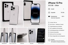 iPhone 13 Pro 512 GB Silber|84 % Akku|Keine Kratzer|OVP