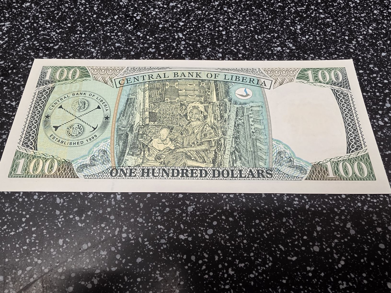 Banconote: Banknote Liberia 100 Dollars 2003 – Nuovo e nell'imballaggio originale da Herisau venduto da Antiques.AR 1