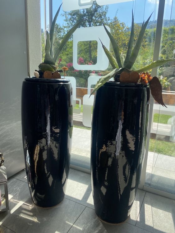 Keramik Töpfe 2 Stück schwarz Höhe 89cm / Breit 30cm Kaufen auf Ricardo