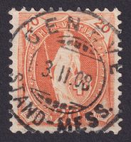 86C, Stehende Helvetia mit Vollstempel GENEVE GE