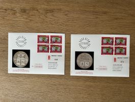 Schweiz - 10g Silber 2x FDC 1968 Silbermedaille je 5g