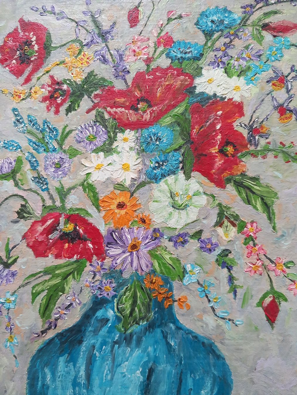 Gemälde: Gemälde Öl auf Leinen /bunter Blumenstrauss – Gebraucht aus Thörigen von Beni511 1