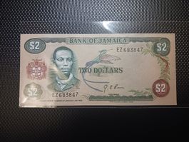 Originale 2 Dollar Note aus Jamaika, Jahrgang 1960