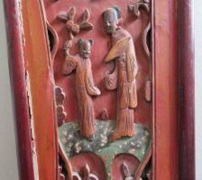 China Holz Relief Bild (III), handgeschnitzt, mit Siegelrest