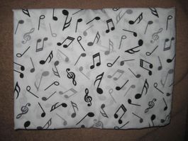 Baumwollstoff weiss mit schwarz/grauen Musiknoten