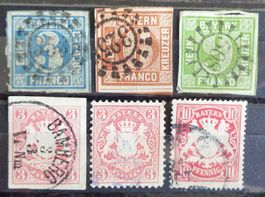 BAVIÈRE - BAYERN: 6 Gestempelte aus 1850–1888