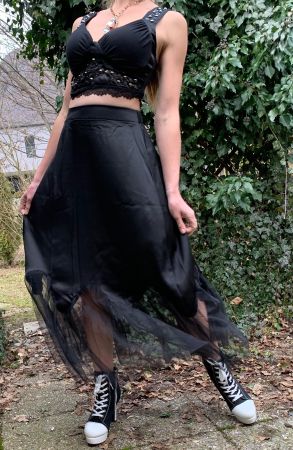Super Chic gonna-raso con tulle -Tg M/L-nuovo-per feste 👍