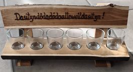 Schnapsbrett 6er Set mit Gravur Handgemacht Naturholz
