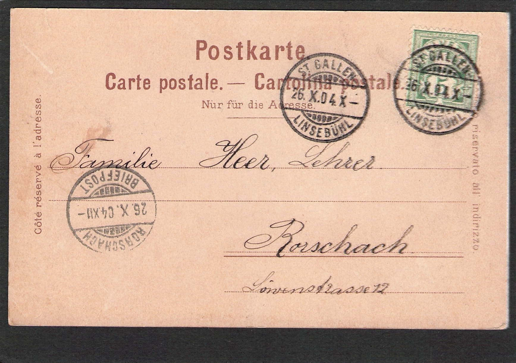 Cartoline postali: AK/ St. Gallen , 1904 – Usato da Reichenburg venduto da Pipo-67 1
