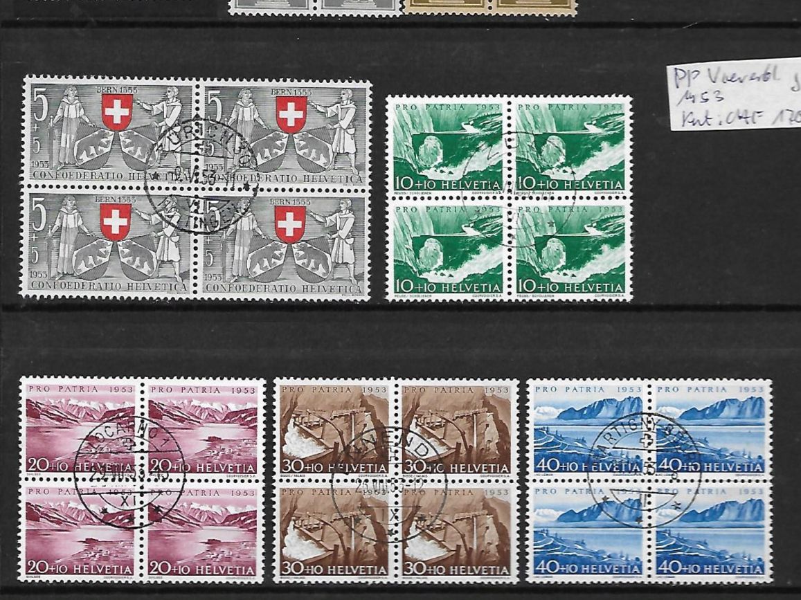 Tutti i francobolli: PP Viererbl. 1953 gest. Kat: CHF 170.- – Usato da Basel venduto da Ilp