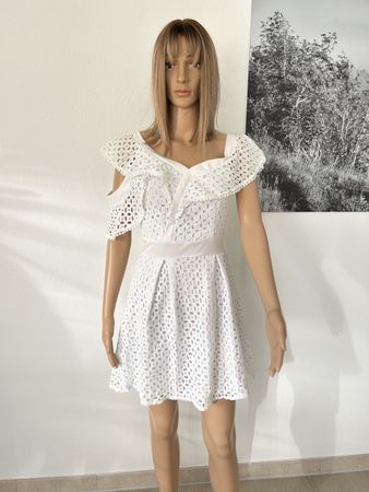 Chic White Lace Summer Dress, Size S