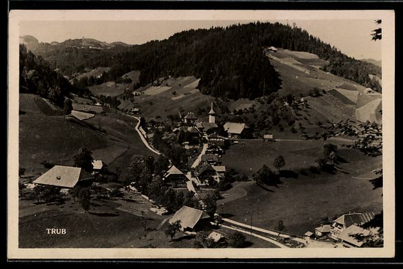 Cartoline postali: Trub, Ortsansicht mit Kirche und umliege – Usato da Berlin venduto da bartko-reher