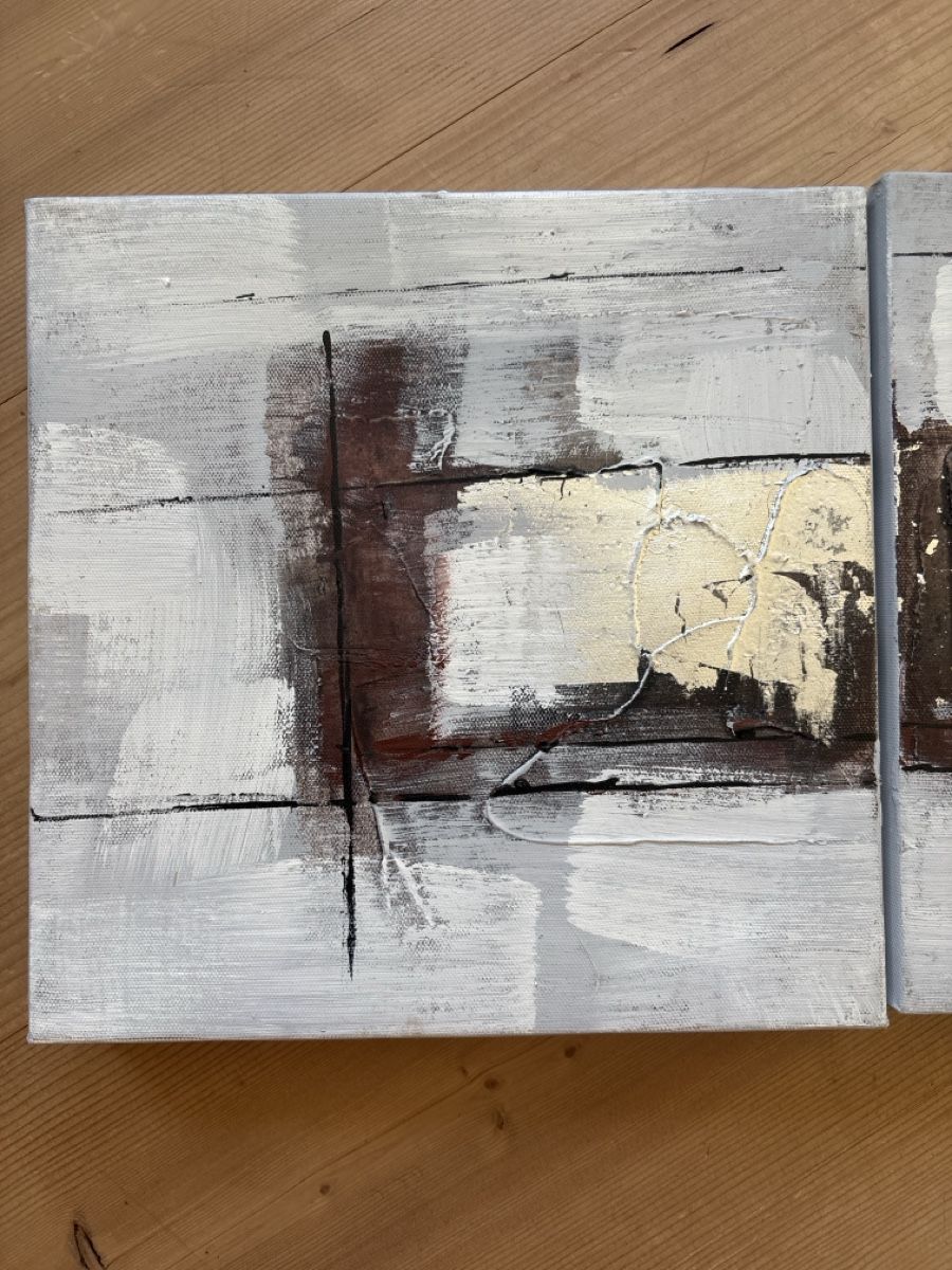 Peintures: Tableau triptyque abstrait gris doré bon état – D'occasion à Sion par tchana77 1