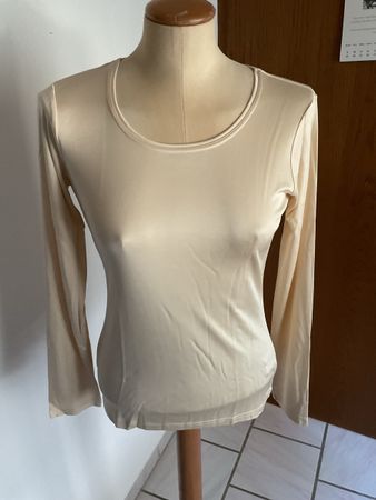 Langarmshirt Conmani 100 Prozent Seide beige Grösse S neu