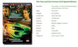 The Fast and the Furious (Full Speed Edition) - DVD
