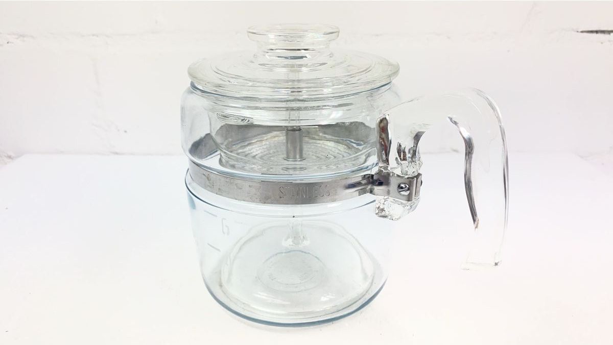Théières: Glas Kaffeekanne Pyrex USA Stainless – D'occasion à sursee par trilli-tralli 1