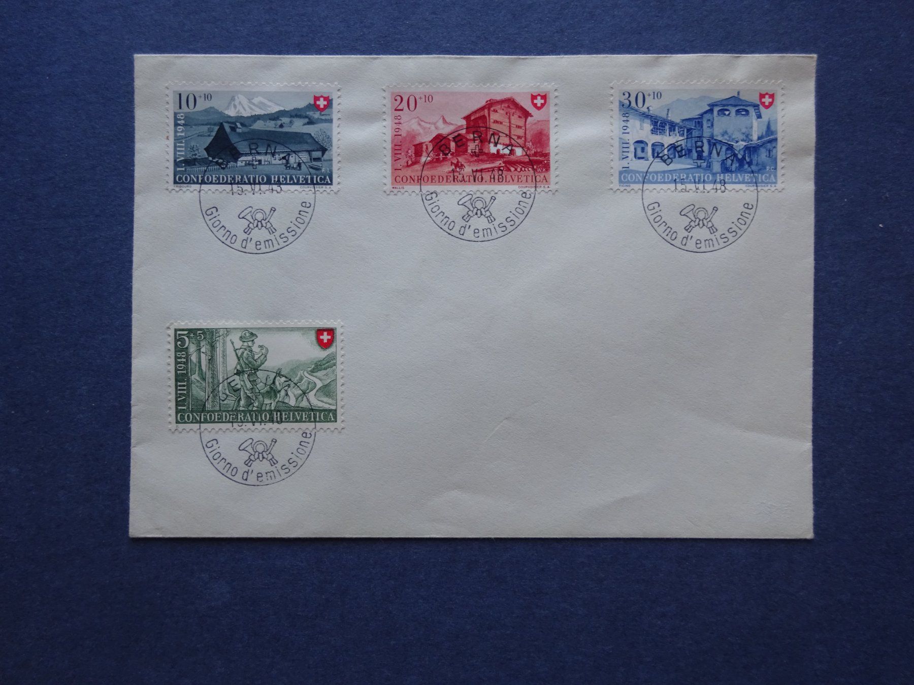 Alle Briefmarken: 1948 Pro Juventute FDC BERNA - Adresslos – Gebraucht aus Appenzell-Steinegg von adi1975