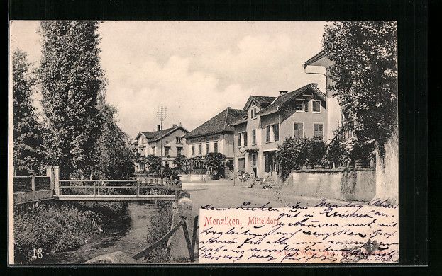 Ansichtskarten: AK Menziken, Blick auf Mitteldorf, 1902 – Gebraucht aus Berlin von bartko-reher