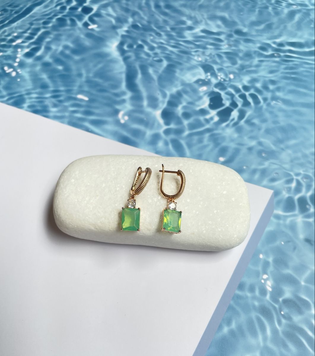 Boucles d'oreille: Wunderschöne grüne stein ohrringe – Neuf (Voir description) à Baden par kar_rm7y