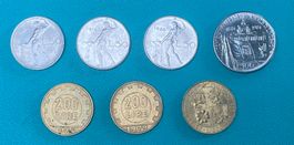 Italien / Italia - 7 Umlaufmünzen aus den Jahren 1974 - 1993