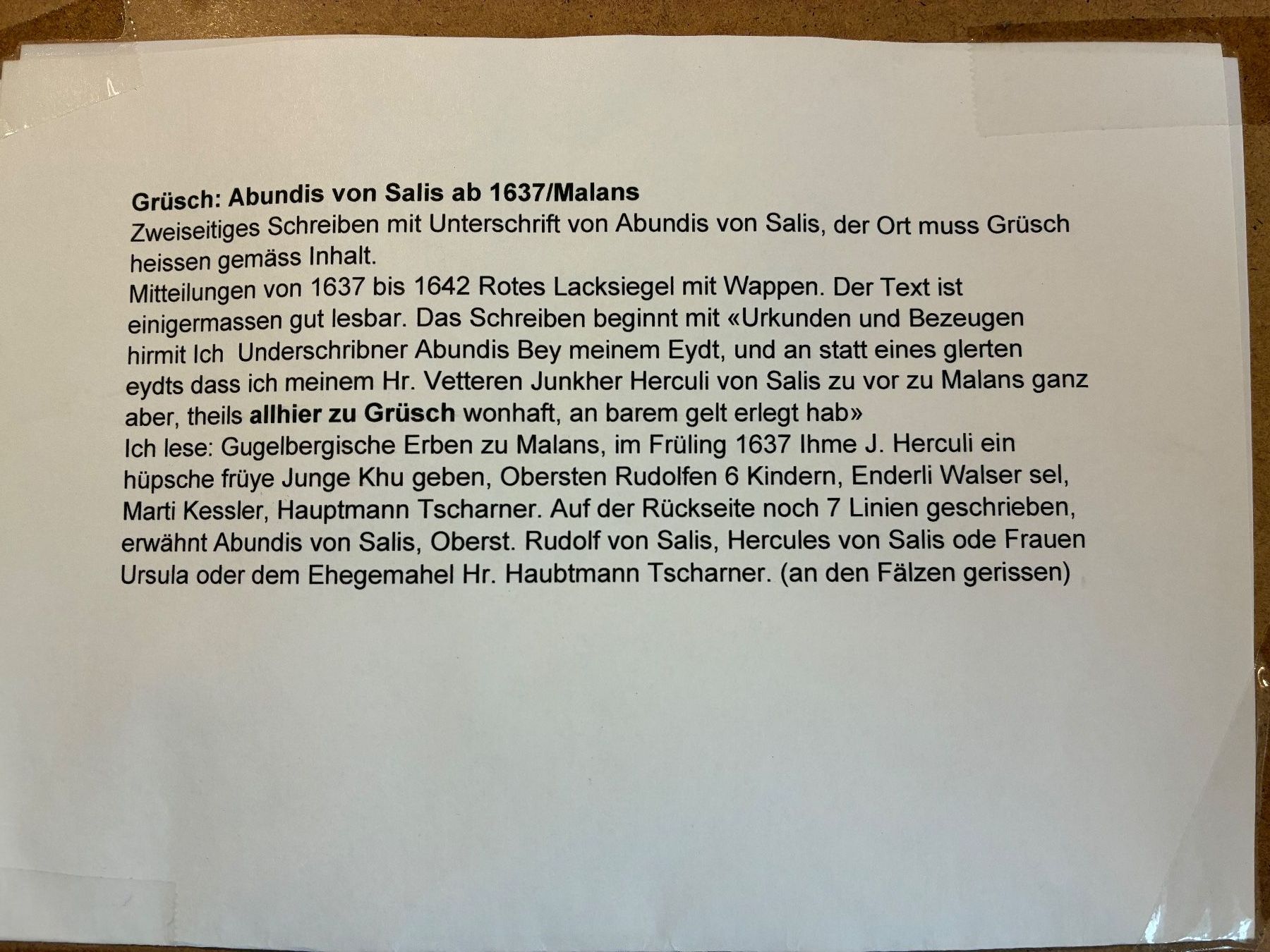 Documenti: Documento antico del 1637 con sigillo di ceralacca – Usato da Savosa venduto da Fransis 2