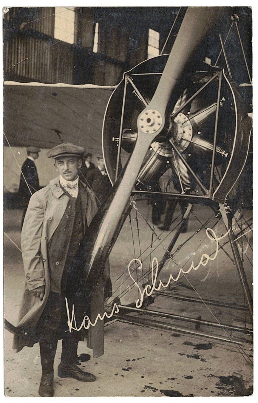 Cartoline postali: Ansichtskarte Pilot Hans Schmid – Usato da Gossau ZH venduto da granby