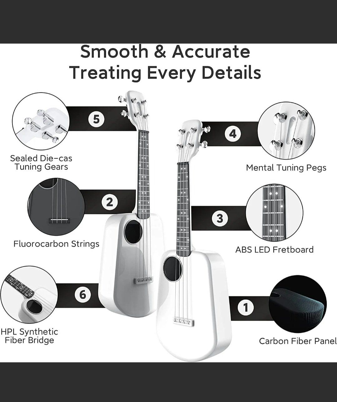 Strumenti musicali: Populele Plus Smart Ukulele white Konzert NEU/OVP – Nuovo e nell'imballaggio originale da Kaiseraugst venduto da Amante85 2