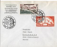 Monaco, FDC 1956, Olymp. Spiele Melbourne, Cortina d'Ampezzo