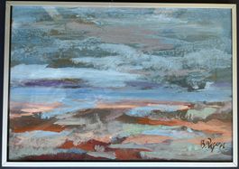 Abstraktes Gemälde von Beba Pagon – Acryl auf Faserplatte