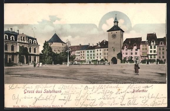 Cartoline postali: Solothurn, Bielerthor mit Strassenpartie – Usato da Berlin venduto da bartko-reher