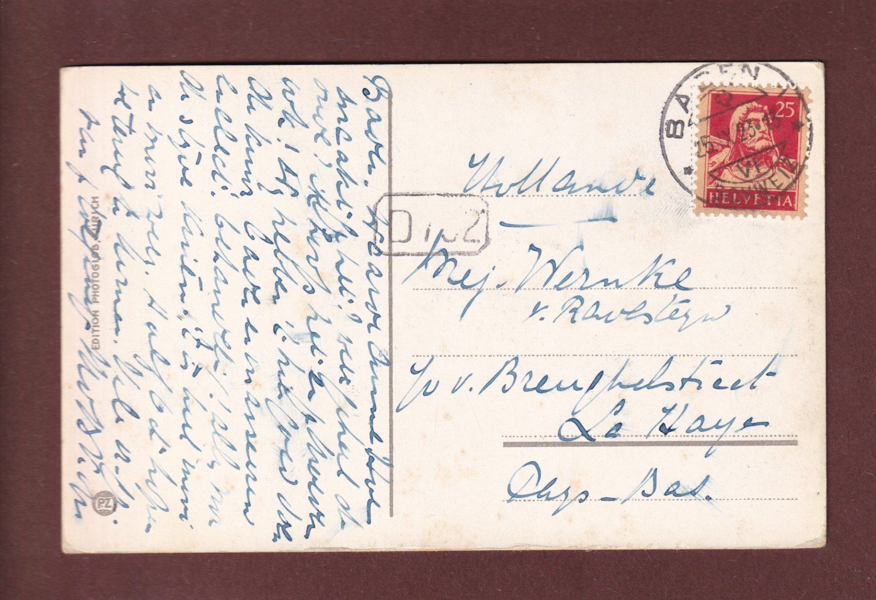 Ansichtskarten: BADEN - 1923 – Gebraucht aus Pully von nicecards 1