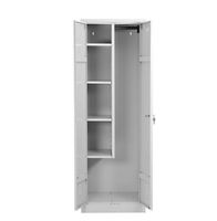 Putzmittelschrank, B 600 mm, 4 Böden, verkürzte Mitteltrennw