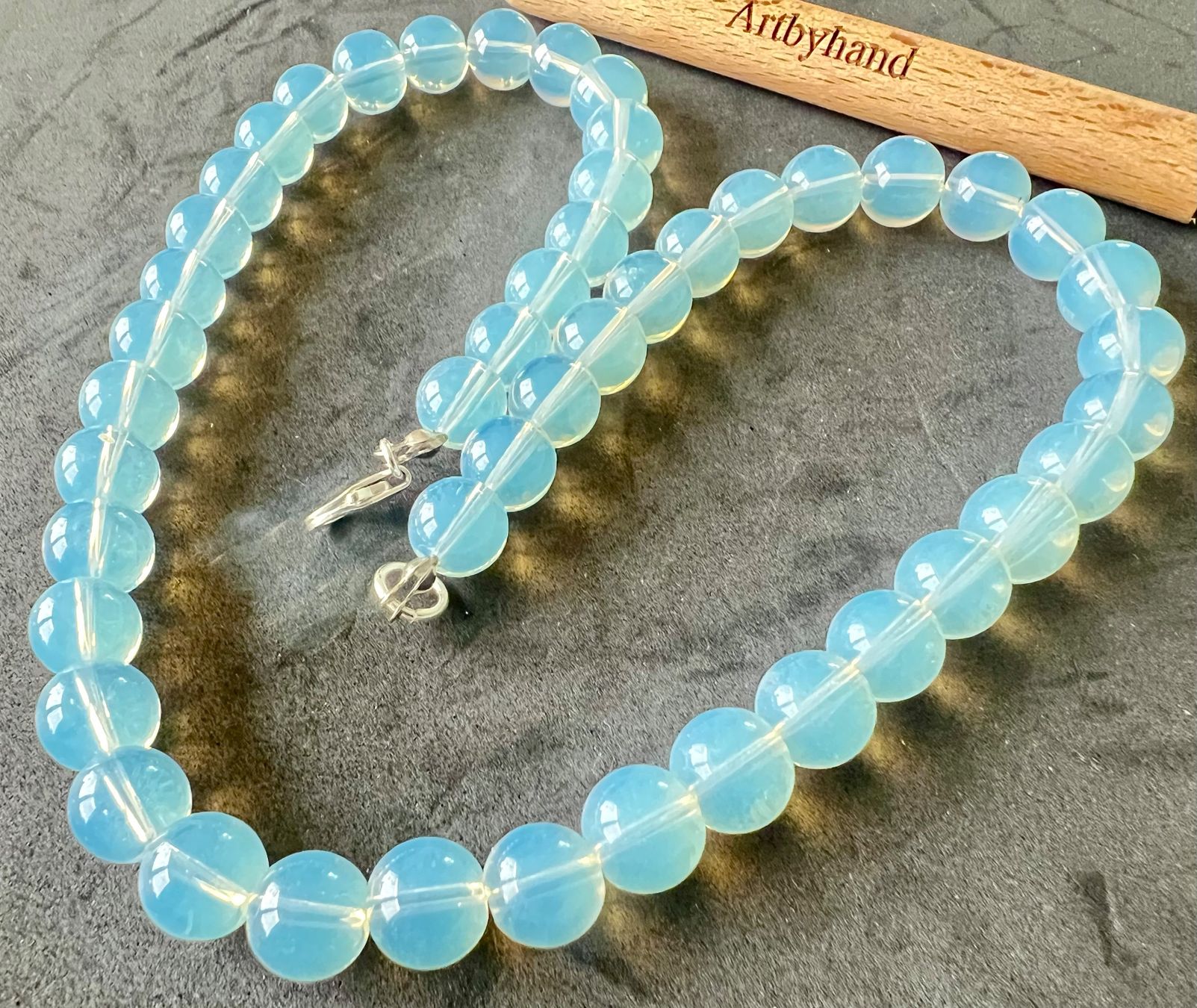 Catenine: Opalit Collier Silber 925 mit seidigem Schimmer 49 cm Unikat – Nuovo (secondo la descrizione) da Ruswil venduto da artbyhand 1