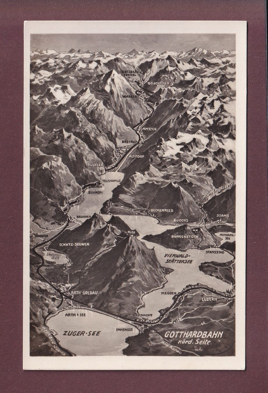 Cartoline postali: GOTTHARD-BAHN - Nörd. Seite - 1933 – Usato da Pully venduto da nicecards