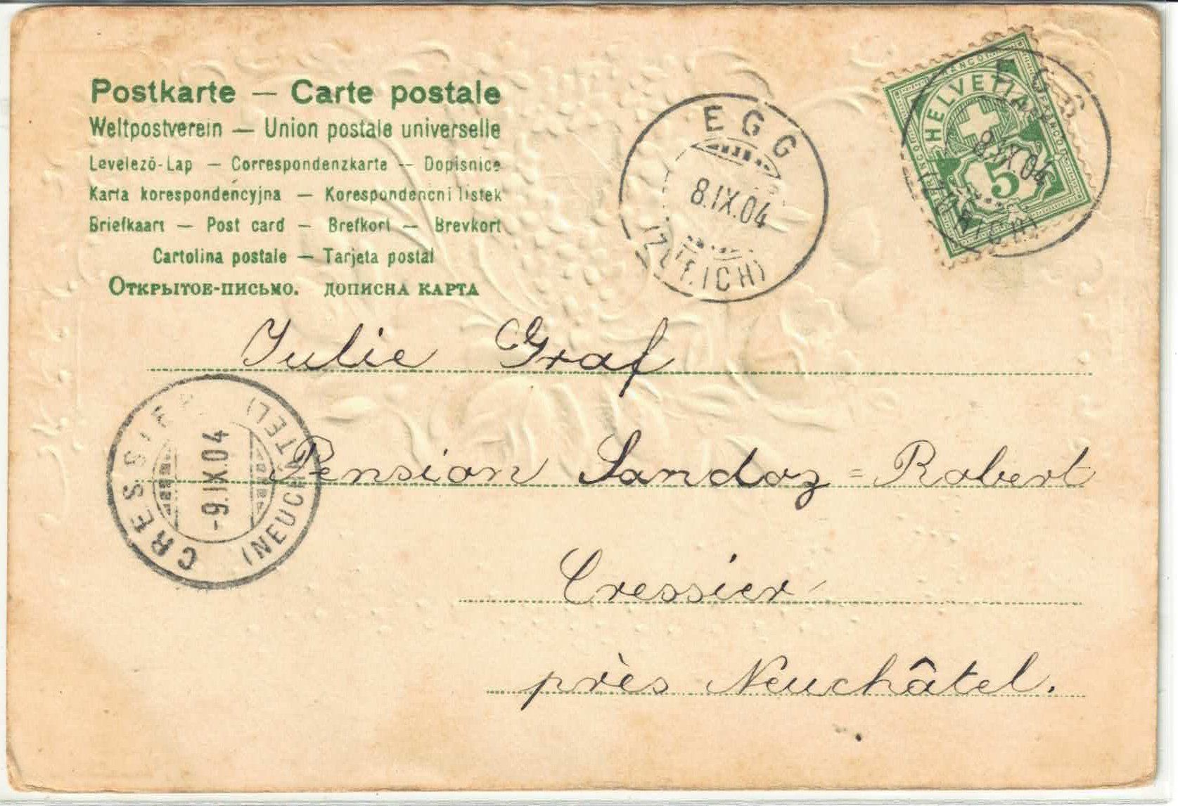 Ansichtskarten: Die Freundschaft - Rosen - Präge-Litho – Gebraucht aus Ettingen von Kartenplanet 1