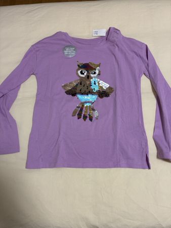 Gap Langarmshirt Eule Pailletten lila Grösse XL neu