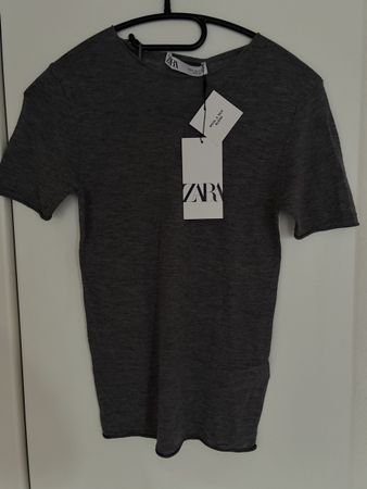 Zara T-Shirt Wolle-Seide grau Grösse S neu mit Etikett