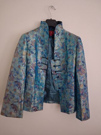 Chinese Blue Traditional Women Jacket Size S