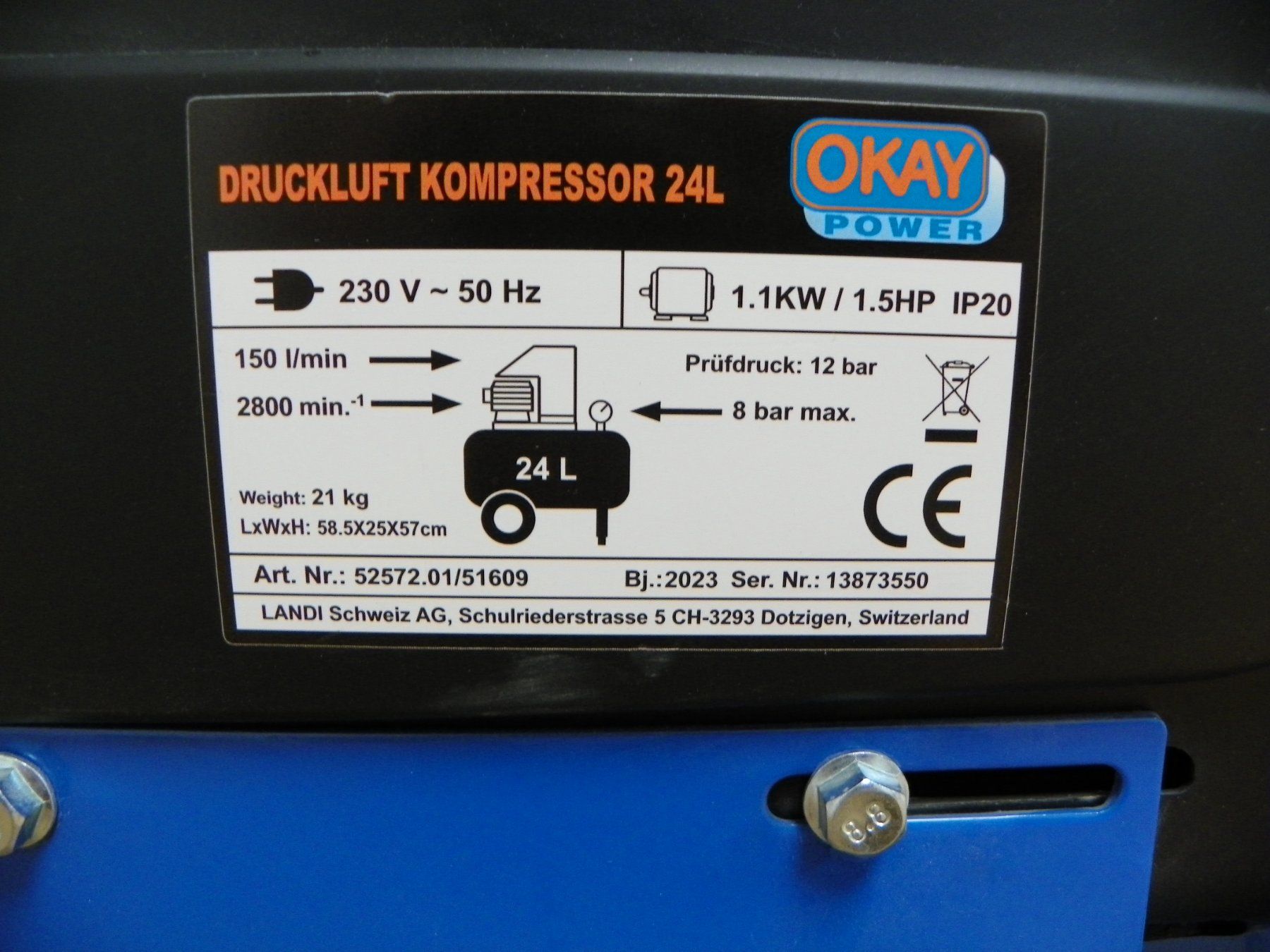 Compressori: Kompakt Kompressor mit 24L Tank – Usato da Kriens venduto da mel_r9w8 2