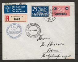 1938 : Flugbrief BM Ausstell. Aarau mit F5z + F4z : KP 200.-