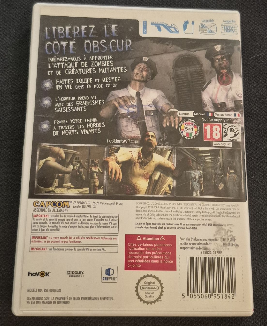 Nintendo Spiele: RESIDENT EVIL THE DARKSIDE CHRONICLES WII FRANÇAIS MULTI JEU – Gebraucht aus Grand-Lancy von luc111 1