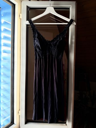 Lace Detail Black Slip Dress